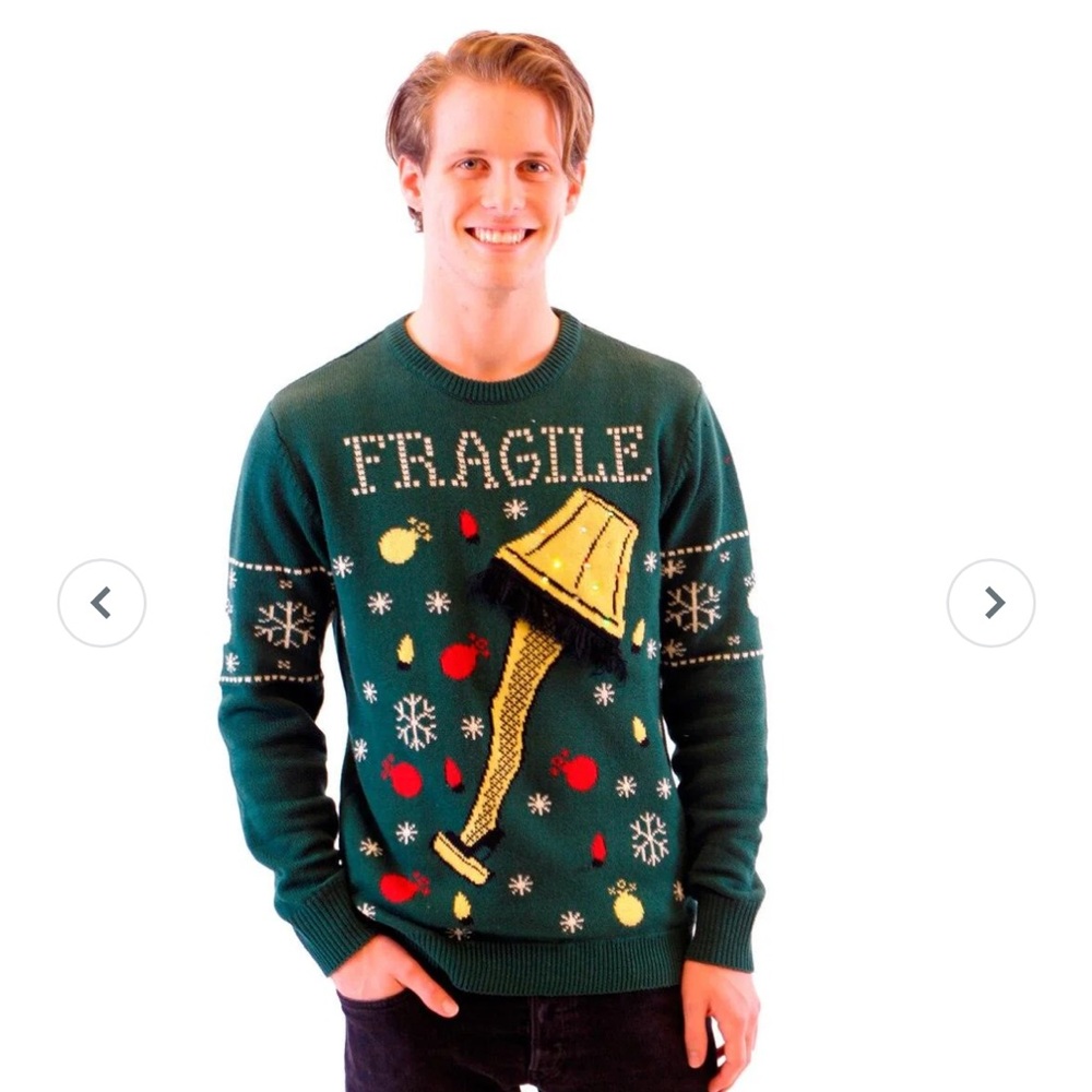 Fragile Leg Lamp Light Up Ugly Christmas Xmas Sweater